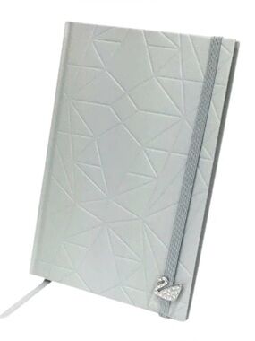 NWT Swarovski Light Gray Notebook with Swan Crystal Charm